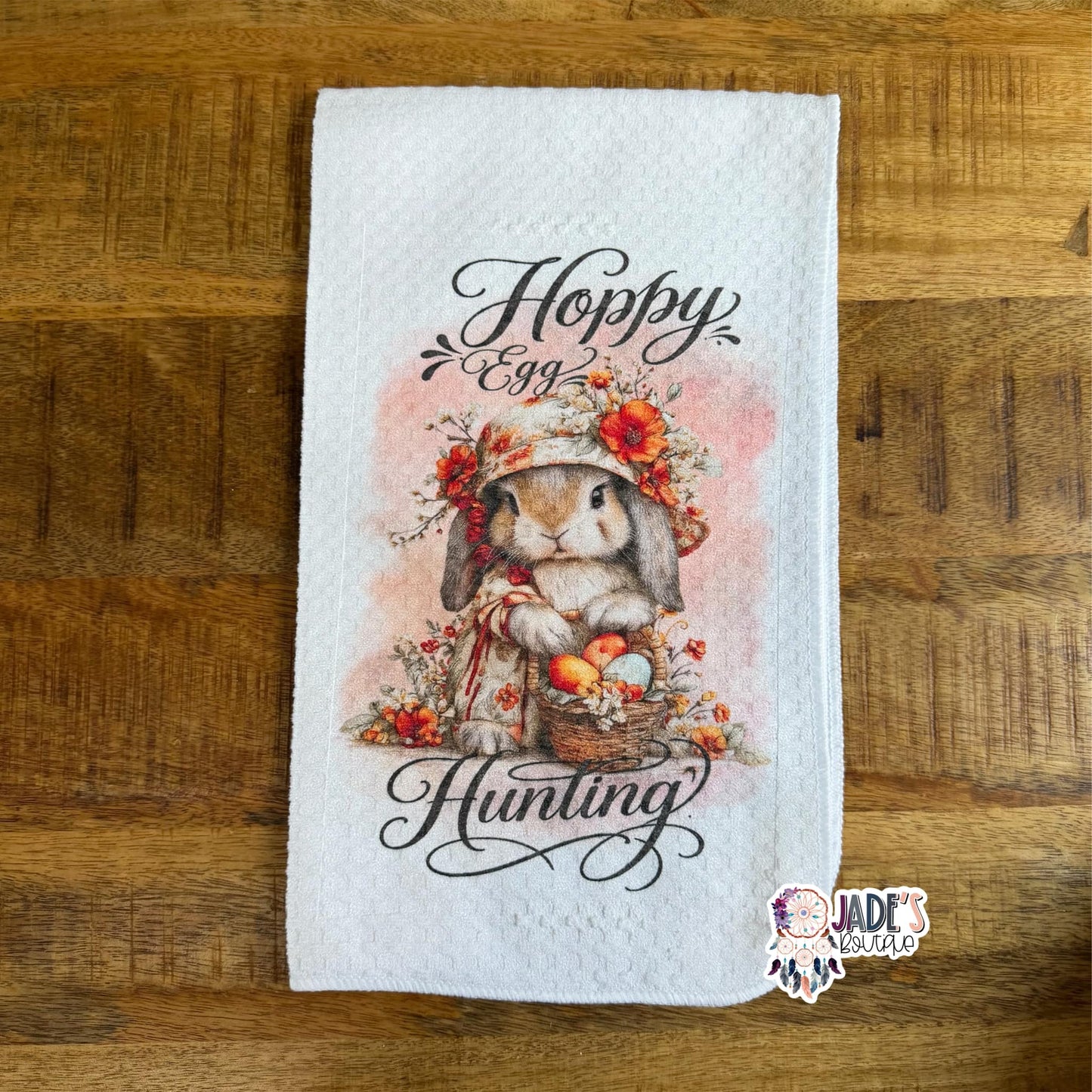 Hoppy Egg Hunting Tea Towel