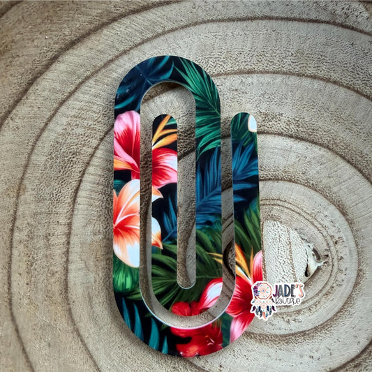 Tropical Floral Jumbo Paper Clip