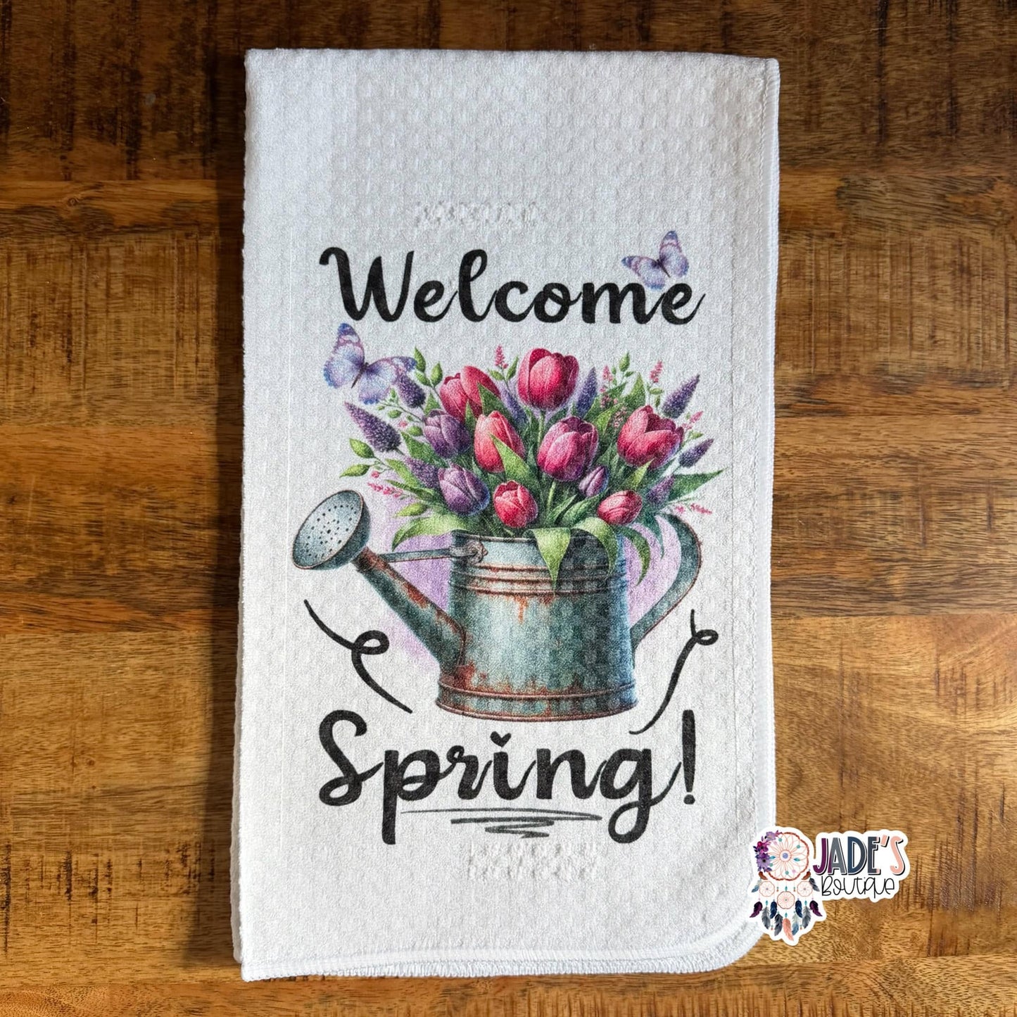 Welcome Spring Purple Tea Towel