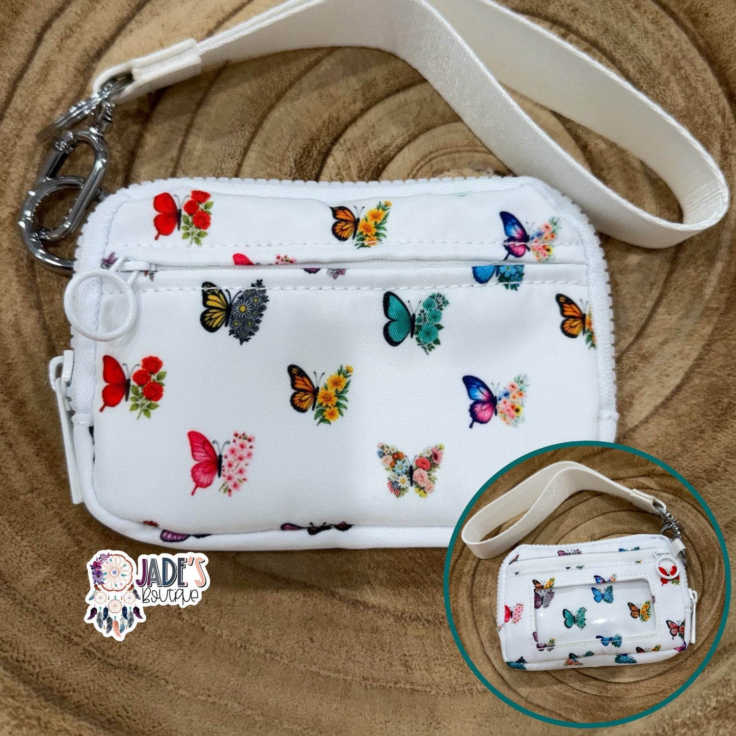Floral Butterfly Wallet Wristlet