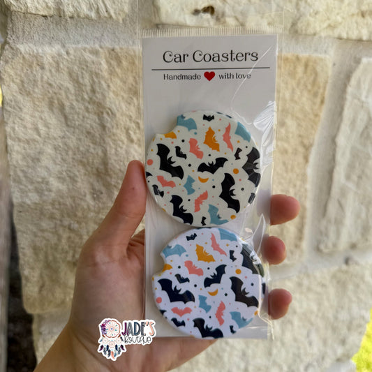 Ceramic Car Coasters - Colorful Bats