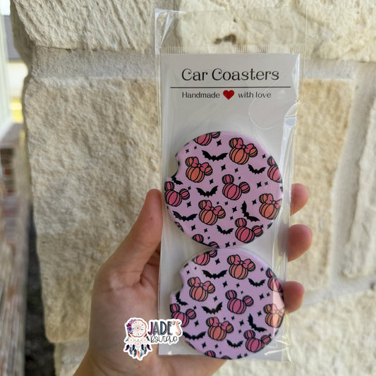 Ceramic Car Coasters - Mouse Pumpkins