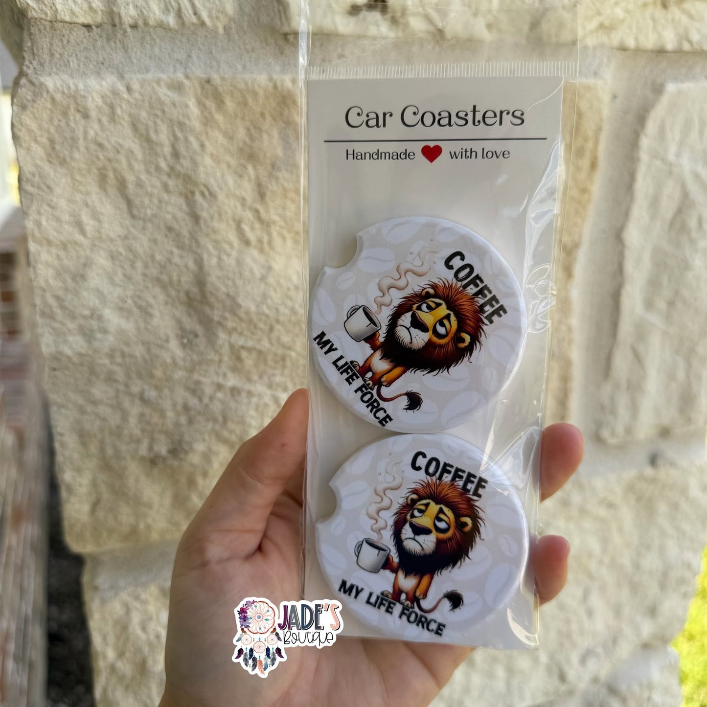 Ceramic Car Coasters - Coffee My Life Force