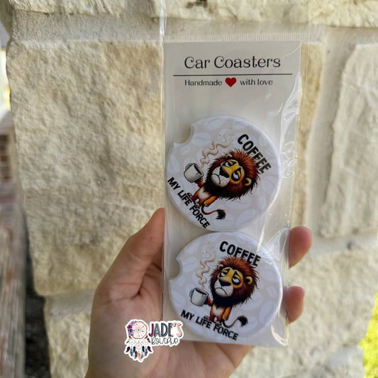 Ceramic Car Coasters - Coffee My Life Force