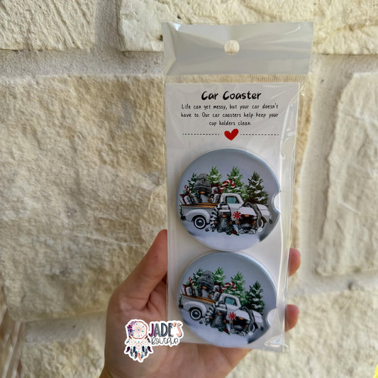 Ceramic Car Coasters - Winter Gnomes
