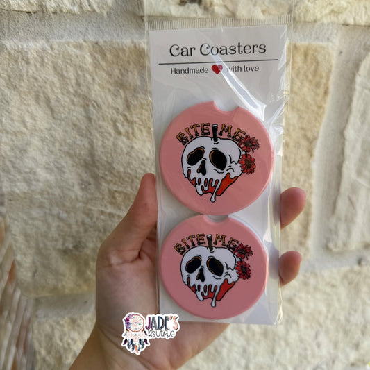 Ceramic Car Coasters - Bite Me