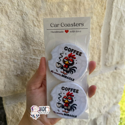 Ceramic Car Coasters - Coffee My Morning Miracle