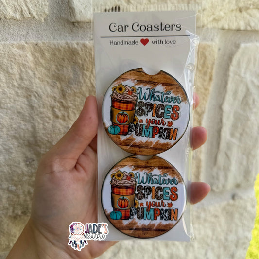 Ceramic Car Coasters - Whatever Spices Your Pumpkin