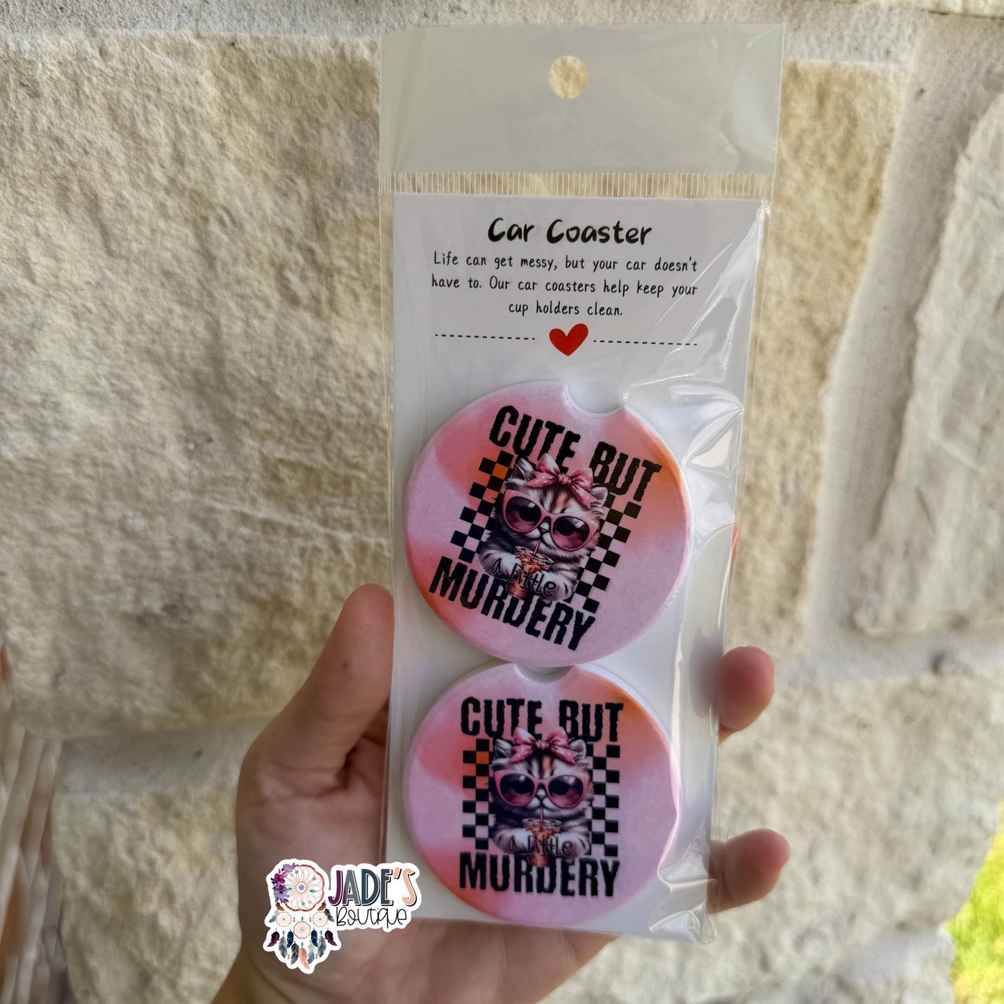 Cermaic Car Coasters - Cute But Murdery