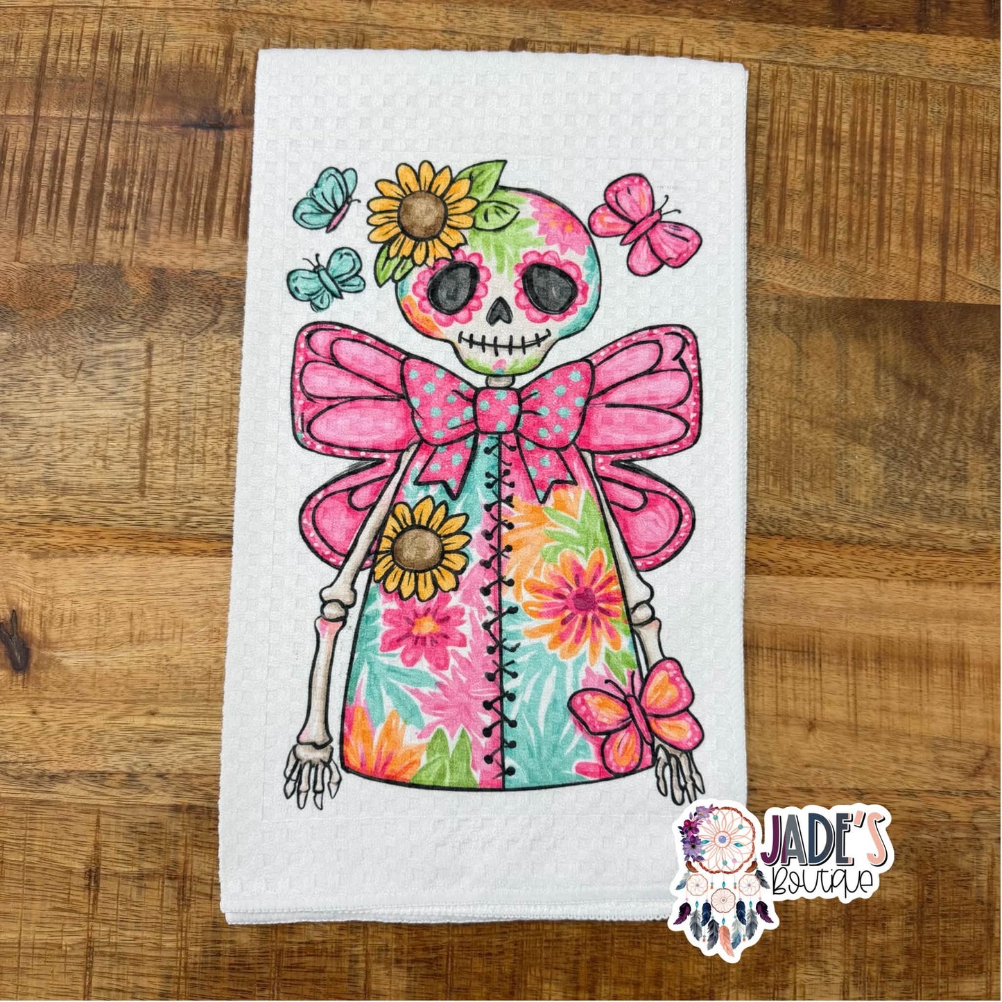 Butterfly Sugar Skull Tea Towel