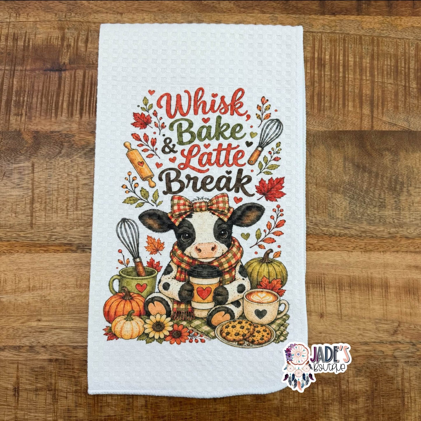 Whisk Bake Latte Break Tea Towel