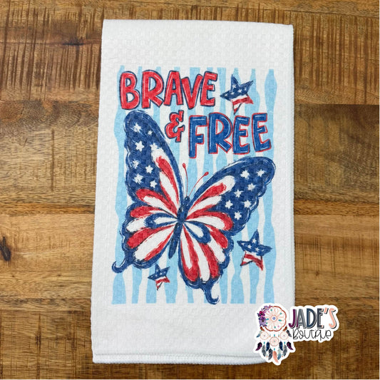 Brave & Free Tea Towel