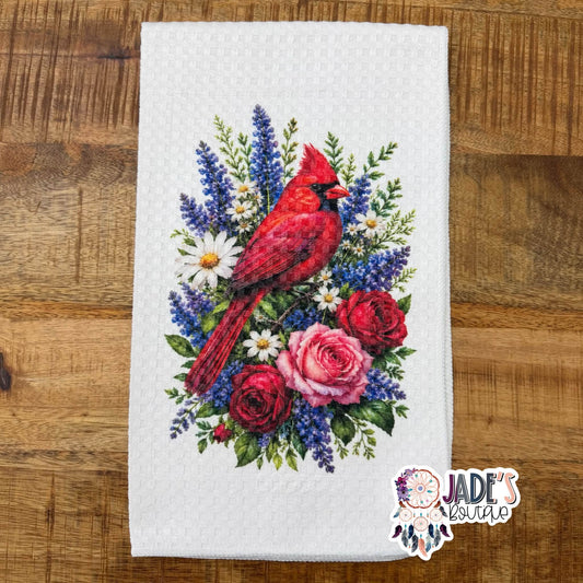 Cardinal Floral Tea Towel