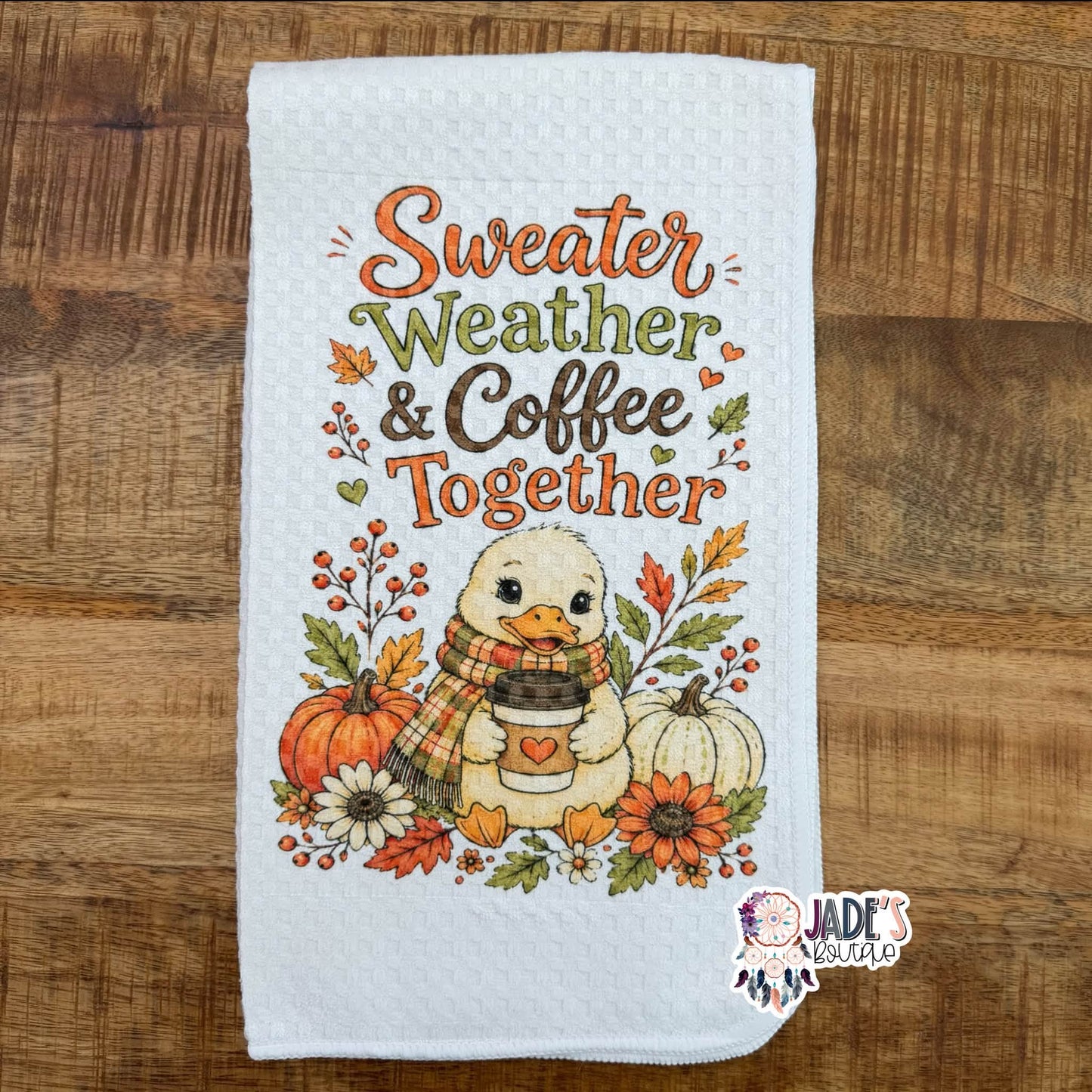 Sweater Weather & Coffee Together Tea Towel