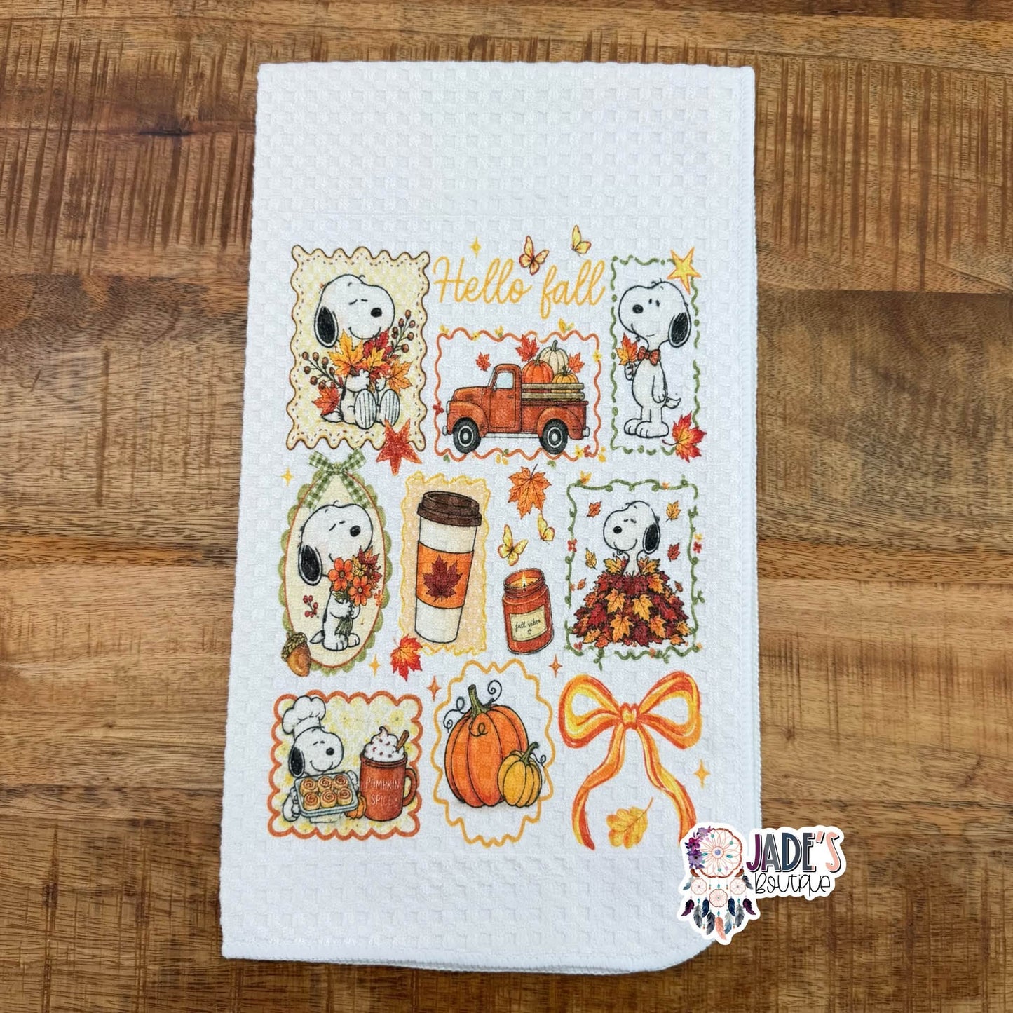 Hello Fall Dog Tea Towel