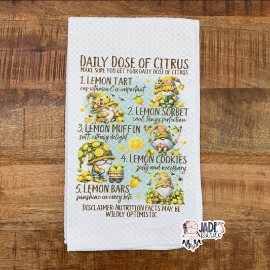 Gnome Daily Dose Of Cirtus Tea Towel
