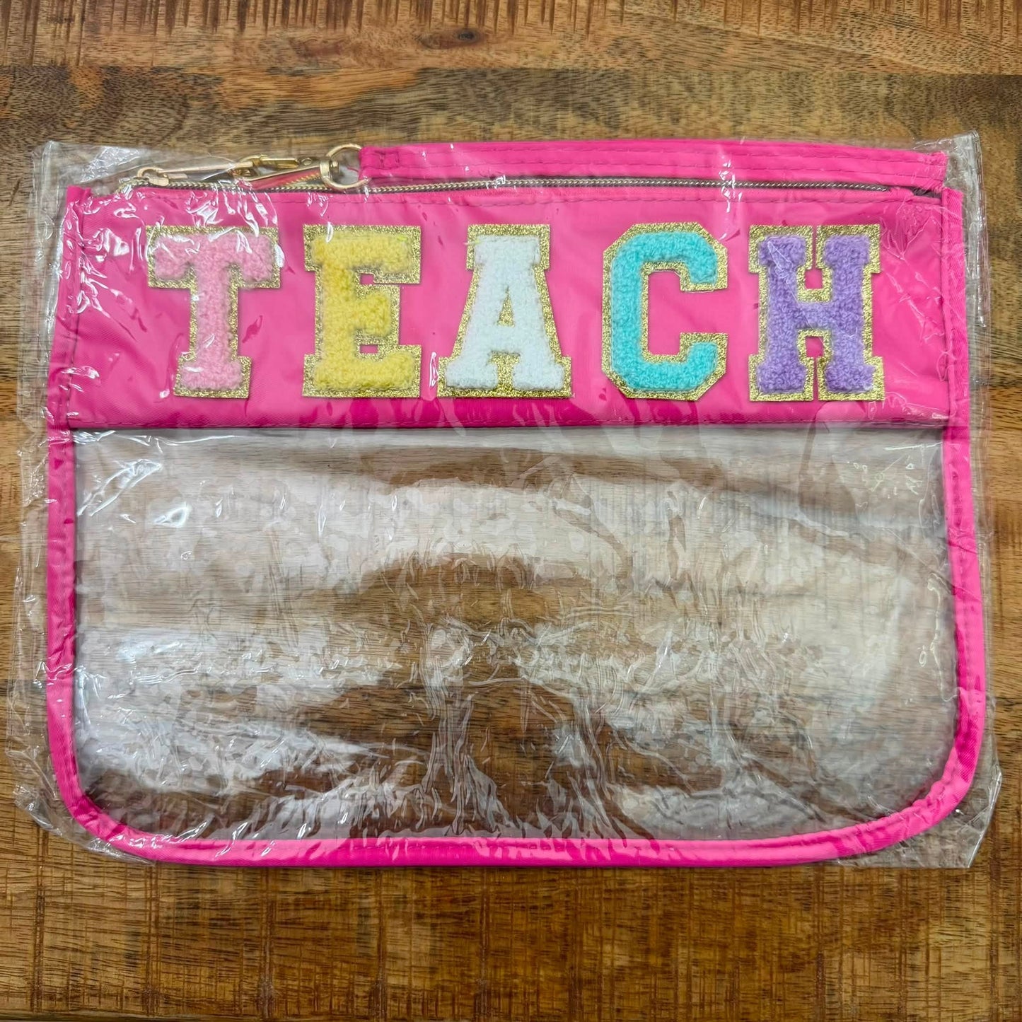 Teach Hot Pink Clear XL Pouch