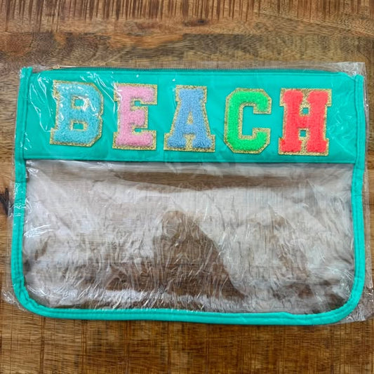 Beach Turquoise Clear XL Pouch