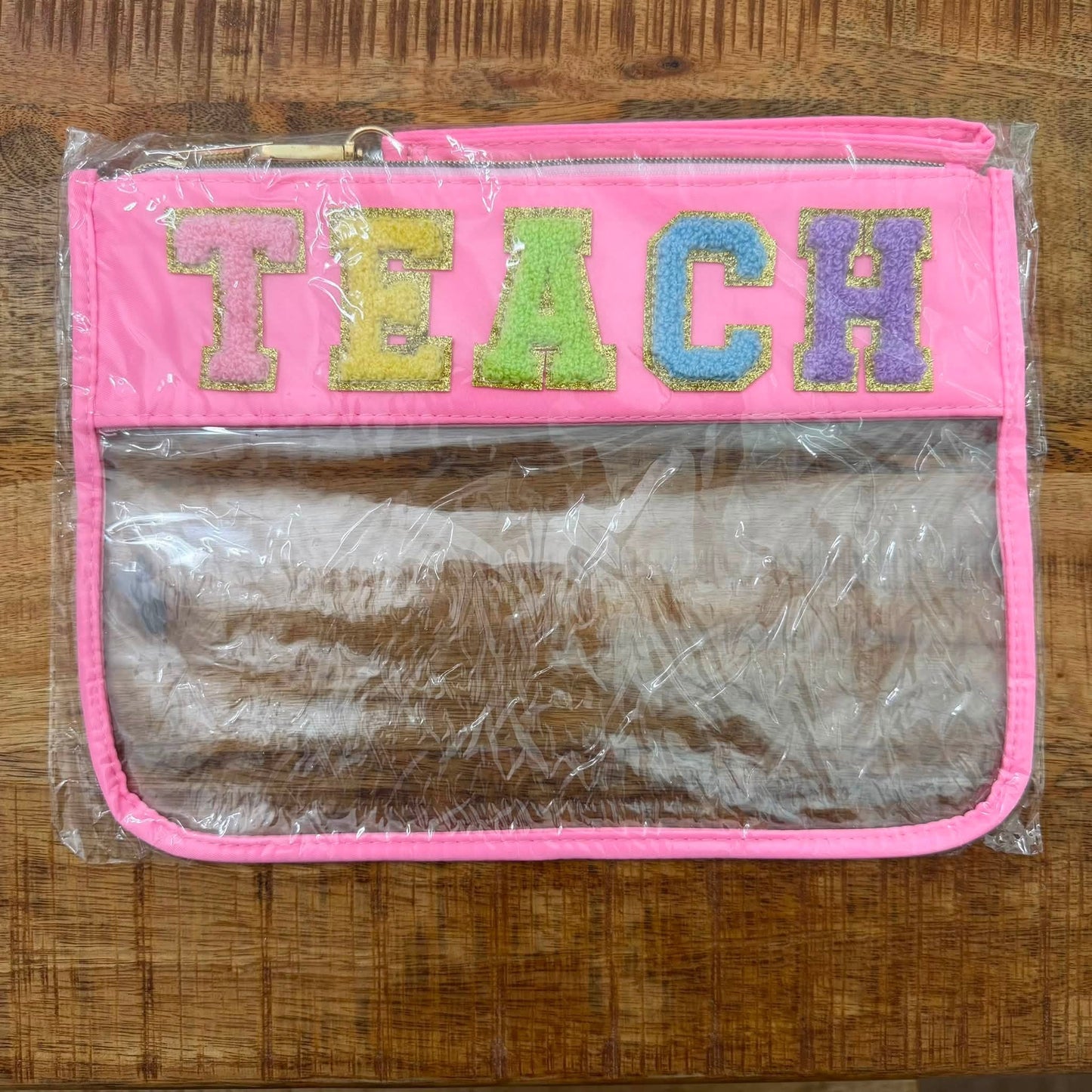 Teach Pink Clear XL Pouch
