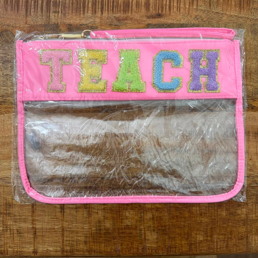 Teach Pink Clear XL Pouch