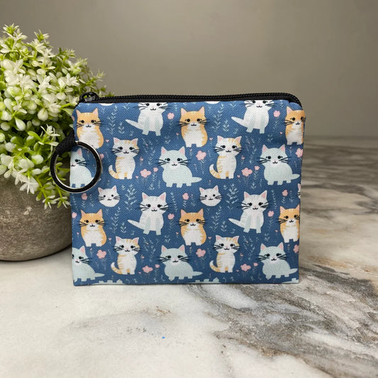 Cats in Field Blue Coin Pouch