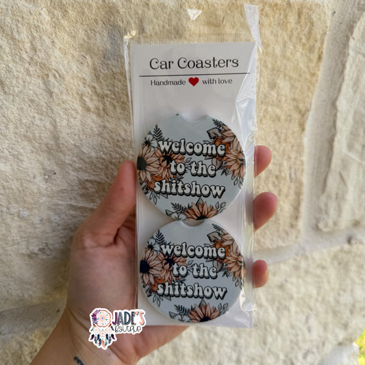 Ceramic Car Coasters - Welcome To The Shitshow