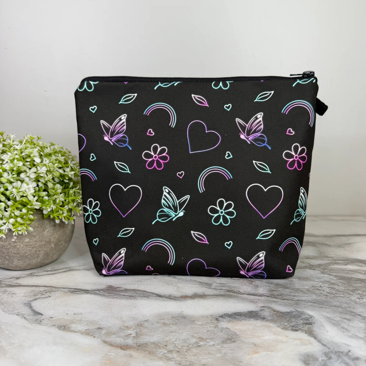 Butterfly Rainbow Heart XL Pouch