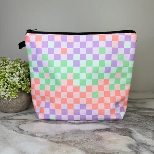 Creamsicle Mint Purple Checkered XL Pouch