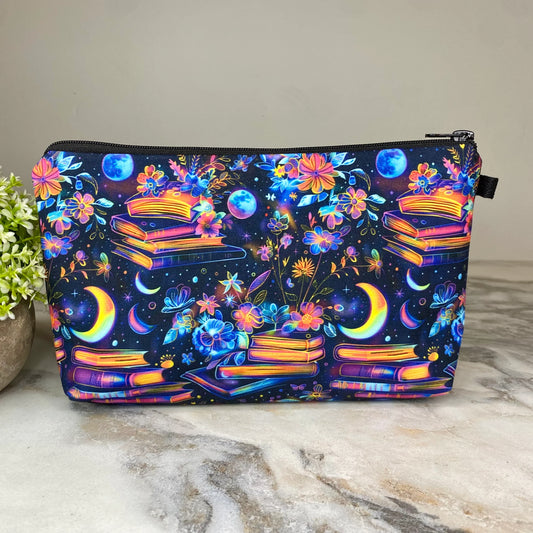 Books Neon Galaxy Moon Pouch
