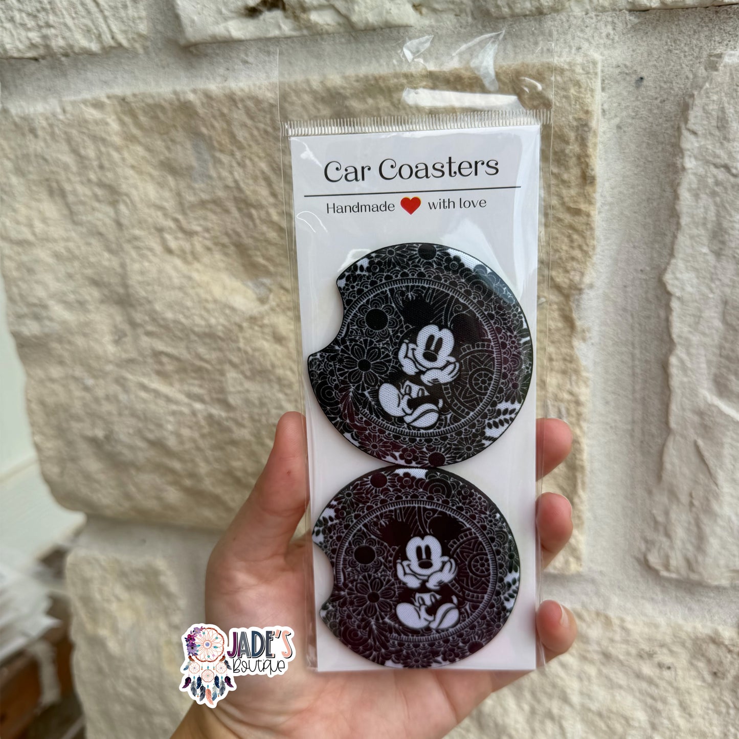 B&W Mouse Car Coasters