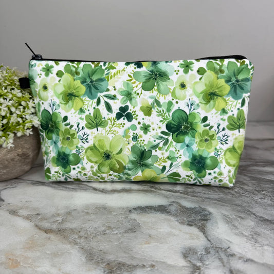 Floral, Dark & Light Green Pouch