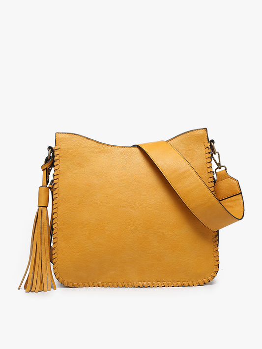 Nina Whipstitch Crossbody w/ Dual Zip Compartments - Mustard