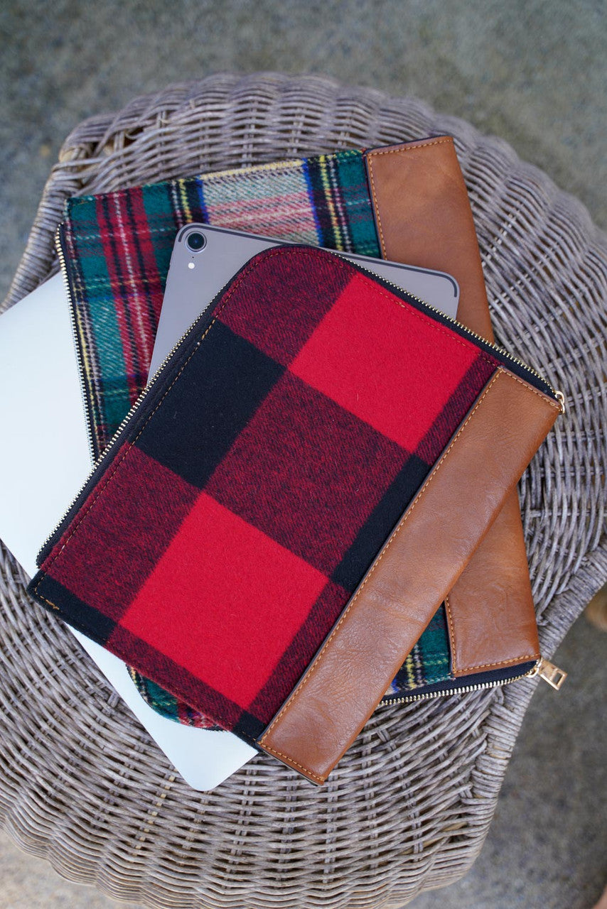 Clutch / Tablet Sleeve 11' - Plaid - Red/Black