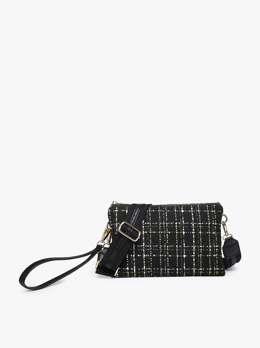 Izzy Plaid Crossbody w/ Guitar Strap - Black/Gold