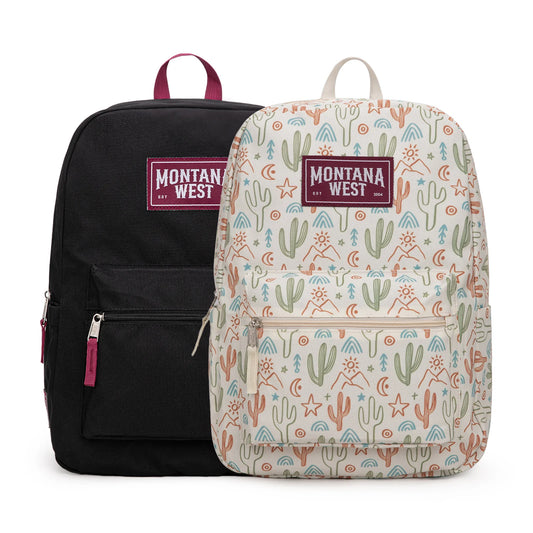 Dessert Cactus Print Backpack -2Pcs Set - Beige