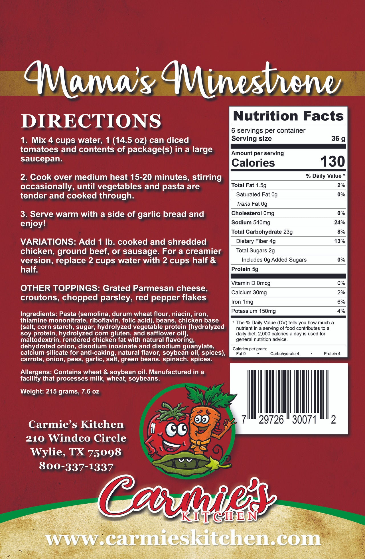 Mama's Minestrone Soup Mix
