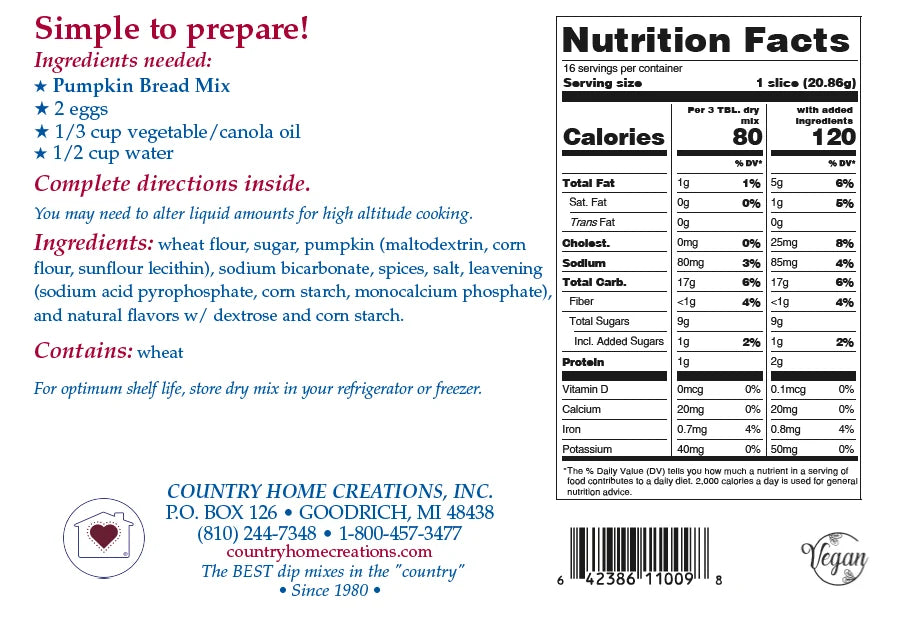 Pumpkin Bread Mix