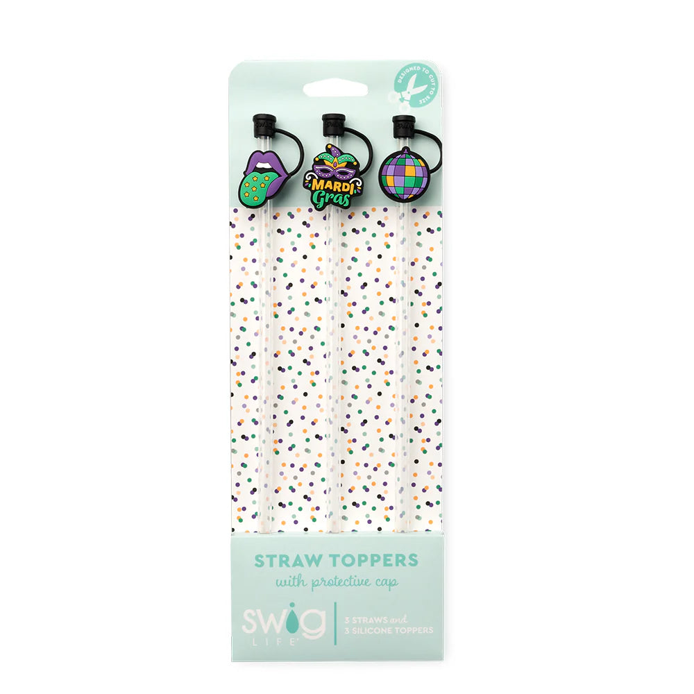 Mardi Gras Party Reusable Straw Toppers