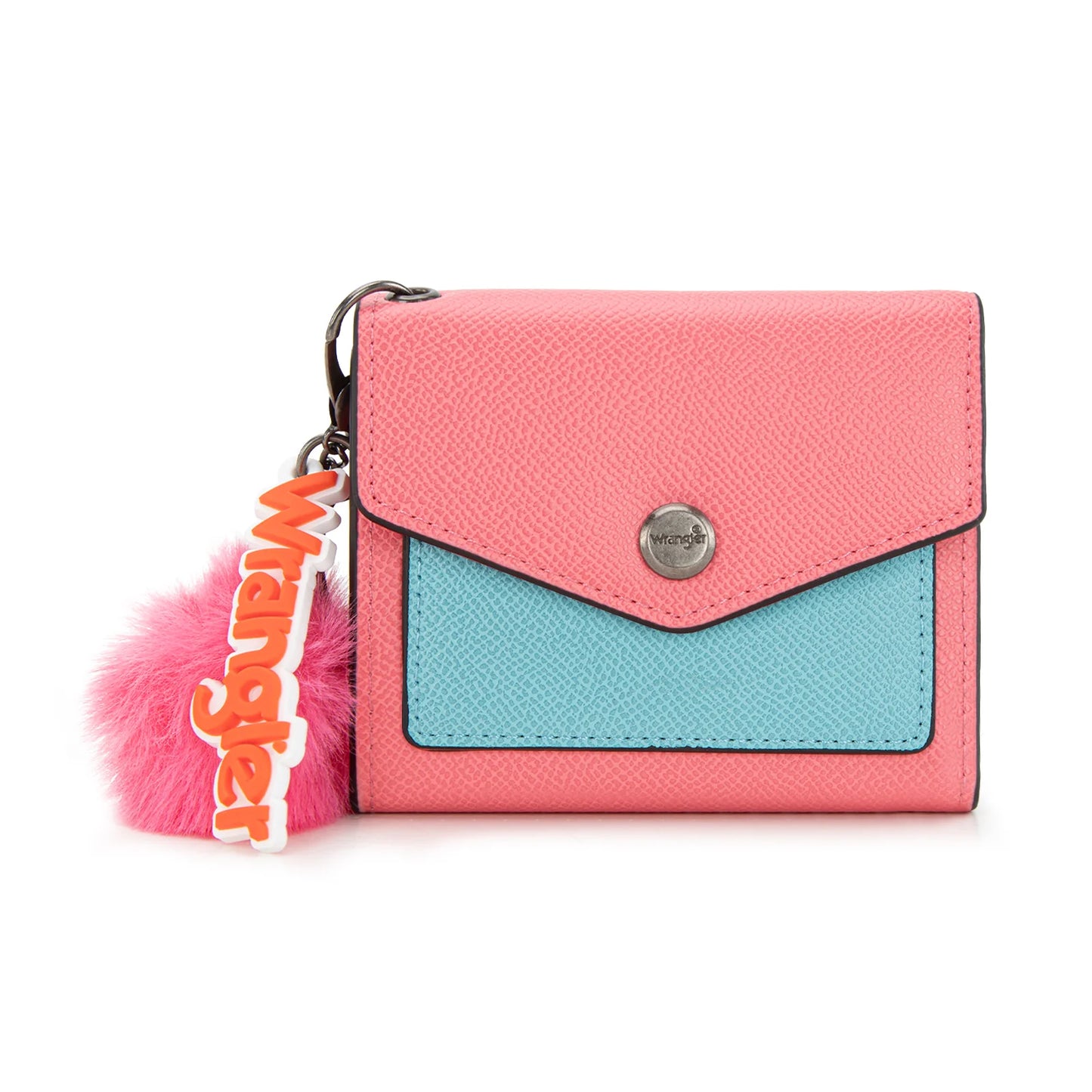Wrangler Tri-Fold Wallet with Keyring Pom Pom - Pink-Blue
