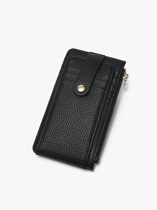 Multi-Card Wallet W/Strap Snap Closure - Black