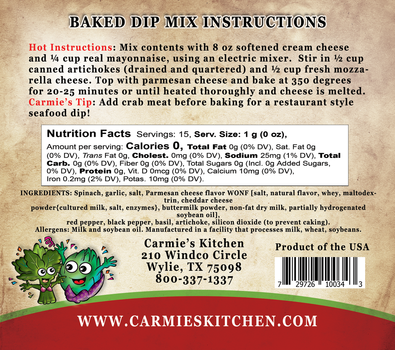 Baked Spinach & Artichoke Dip Mix
