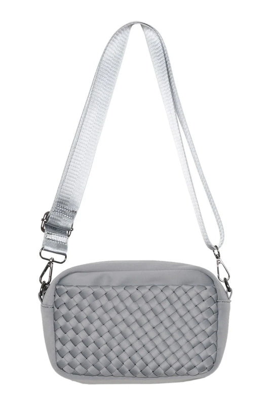Gray Woven Crossbody Bag