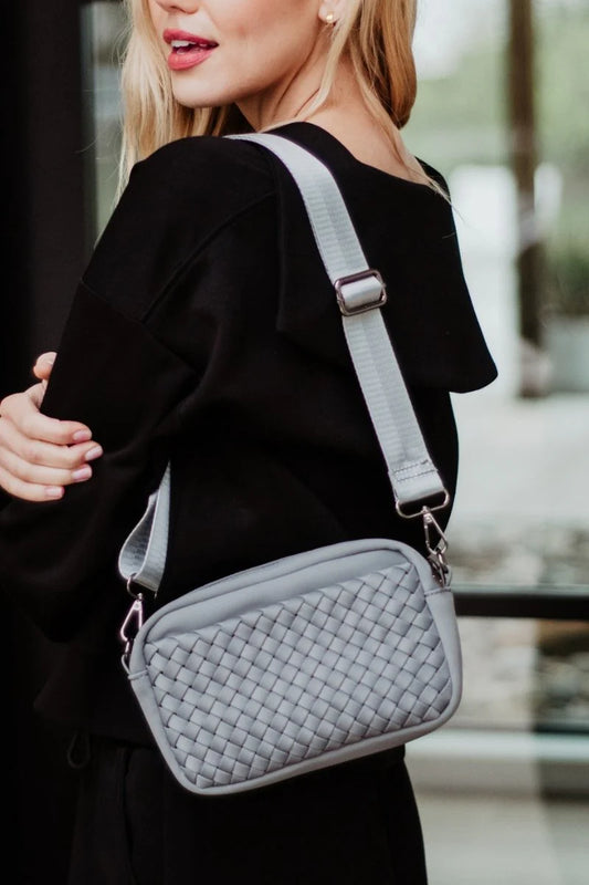 Gray Woven Crossbody Bag