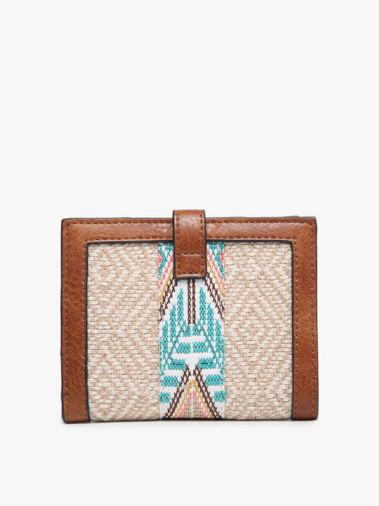 Bessie Canvas Tribal Wallet w/ Slip Closure - Taupe/Mint