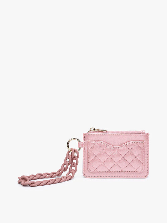 Rhodes Quilted Wallet w/ Chain Bangle - Rose Quartz