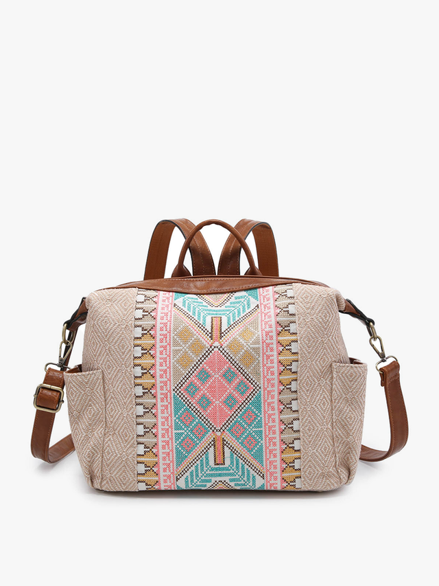 Lexie Aztec Backpack/Satchel - Mint/Taupe