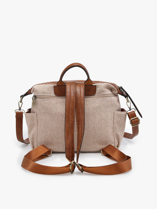 Lexie Aztec Backpack/Satchel - Sand/Blue
