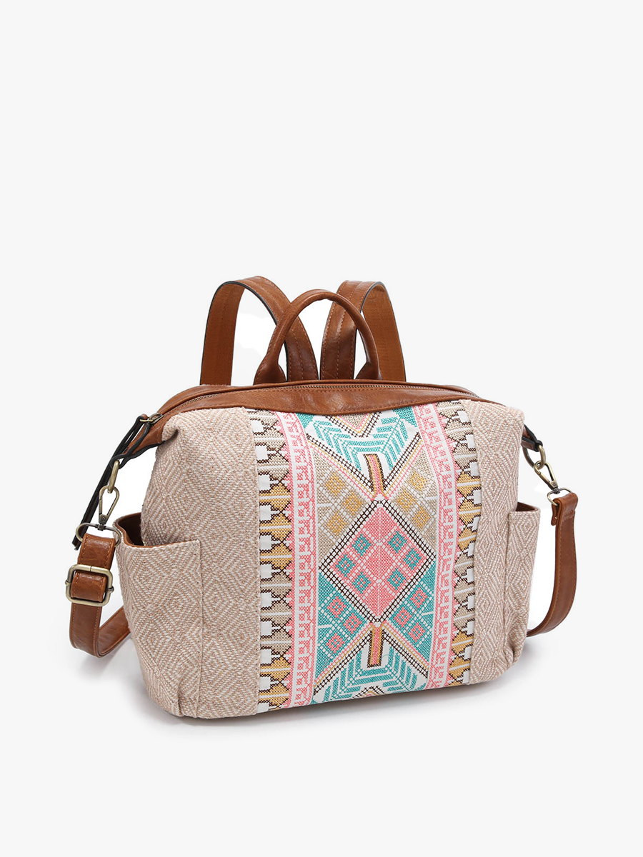 Lexie Aztec Backpack/Satchel - Mint/Taupe