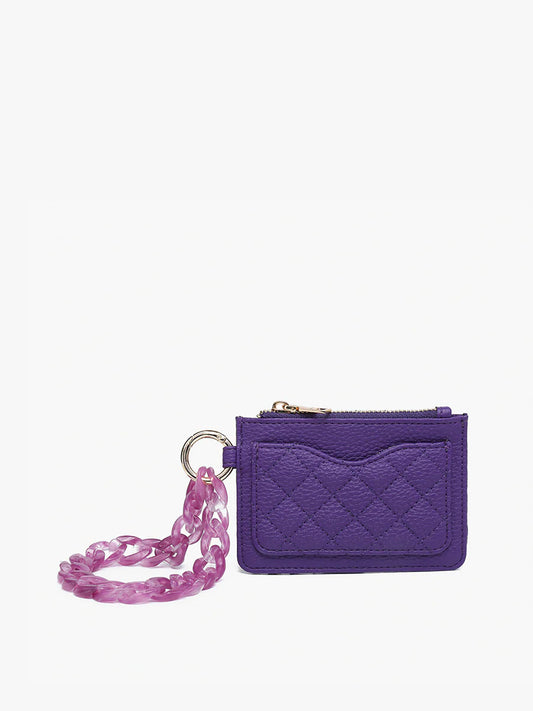 Rhodes Quilted Wallet w/ Chain Bangle - Dark Purple