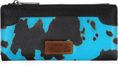 Wrangler Cow Print Bi-Fold Wallet - Turquoise